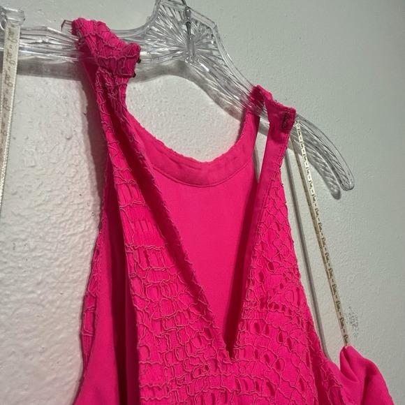 Lilly Pulitzer Hot Pink Lace Halter Top Mini Tent Dress Womens Size XS - Picture 7 of 9